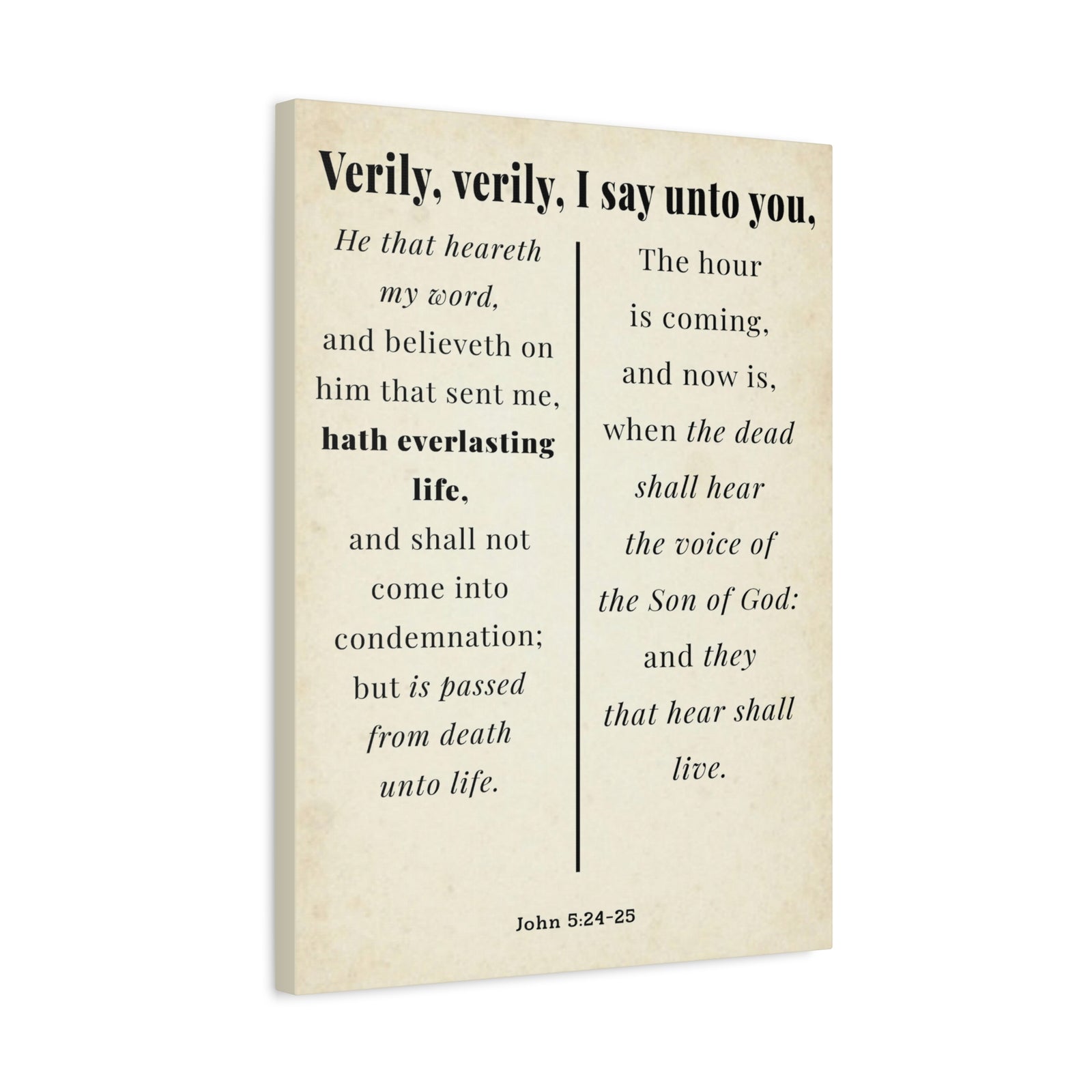 Scripture Walls John 5:24-25 Regeneration and Eternal Life Bible Verse Canvas Christian Wall Art Ready to Hang Unframed-Express Your Love Gifts