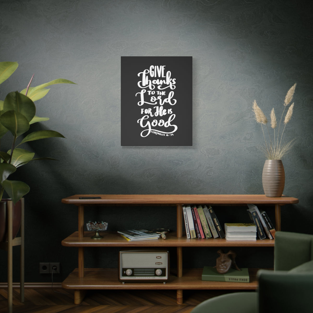 Scripture Walls Give Thanks To The Lord 1 Chronicles 16:34 Bible Verse Canvas Christian Wall Art Ready to Hang-Express Your Love Gifts