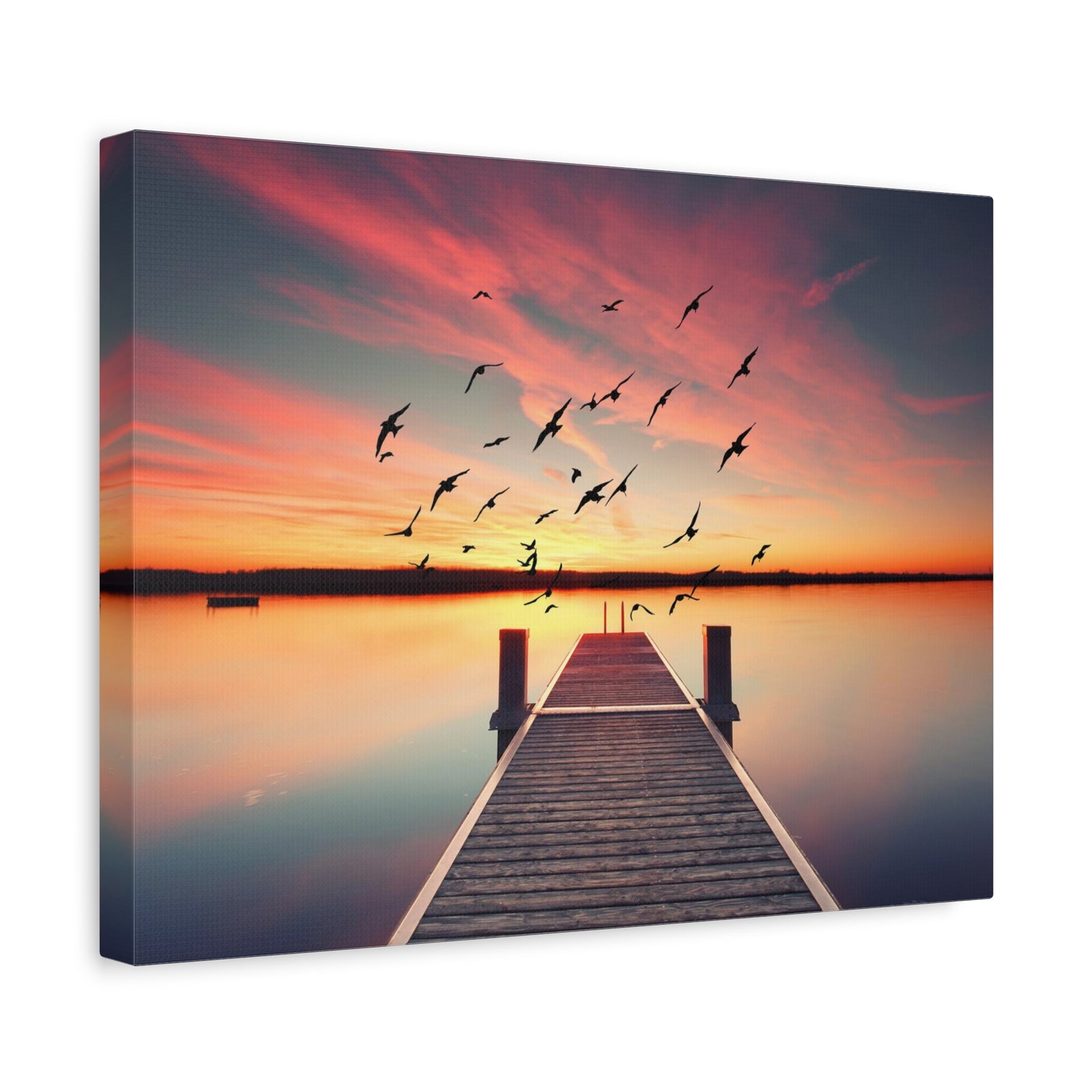 Evening Beach Pier Nature Wilderness Photography Canvas Wall Art for Home Decor Ready-to-Hang-Express Your Love Gifts