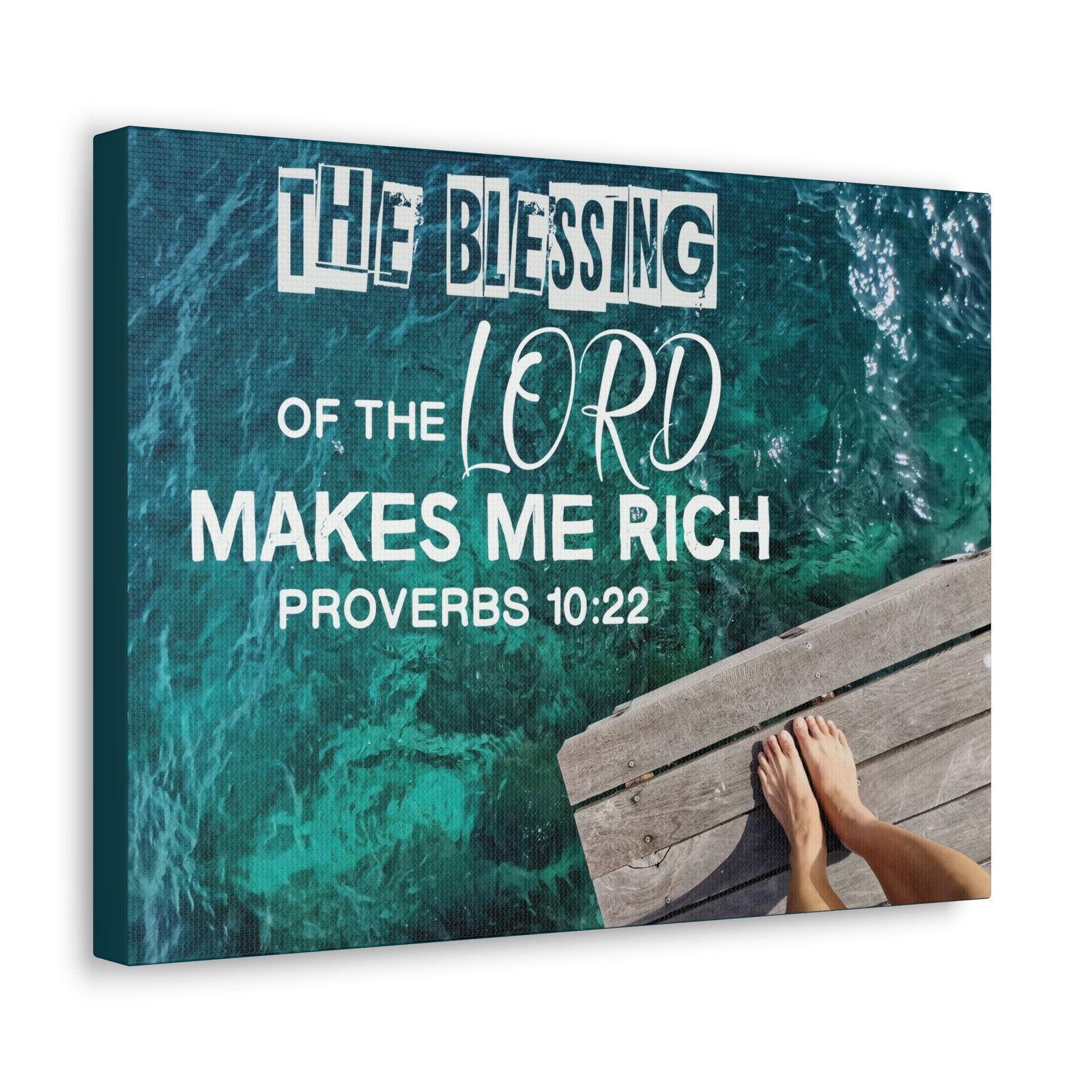 Scripture Canvas The Blessing of The Lord Proverbs 10:22 Wall Art Bible Verse Print Ready to Hang-Express Your Love Gifts