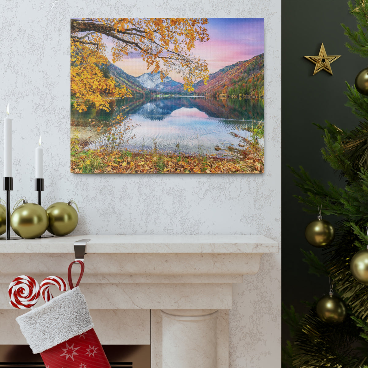 Stunning Autumn Scene Forest Floral Nature Photography Canvas Wall Art for Home Decor Ready-to-Hang-Express Your Love Gifts