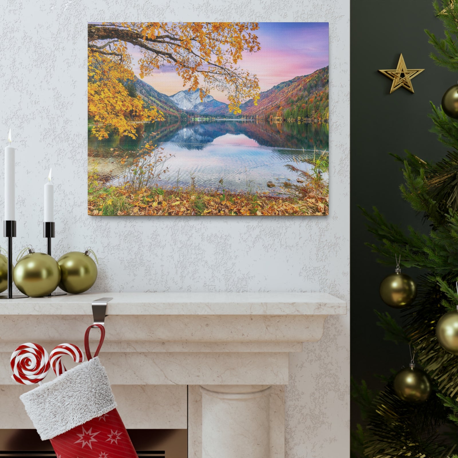 Stunning Autumn Scene Forest Floral Nature Photography Canvas Wall Art for Home Decor Ready-to-Hang-Express Your Love Gifts