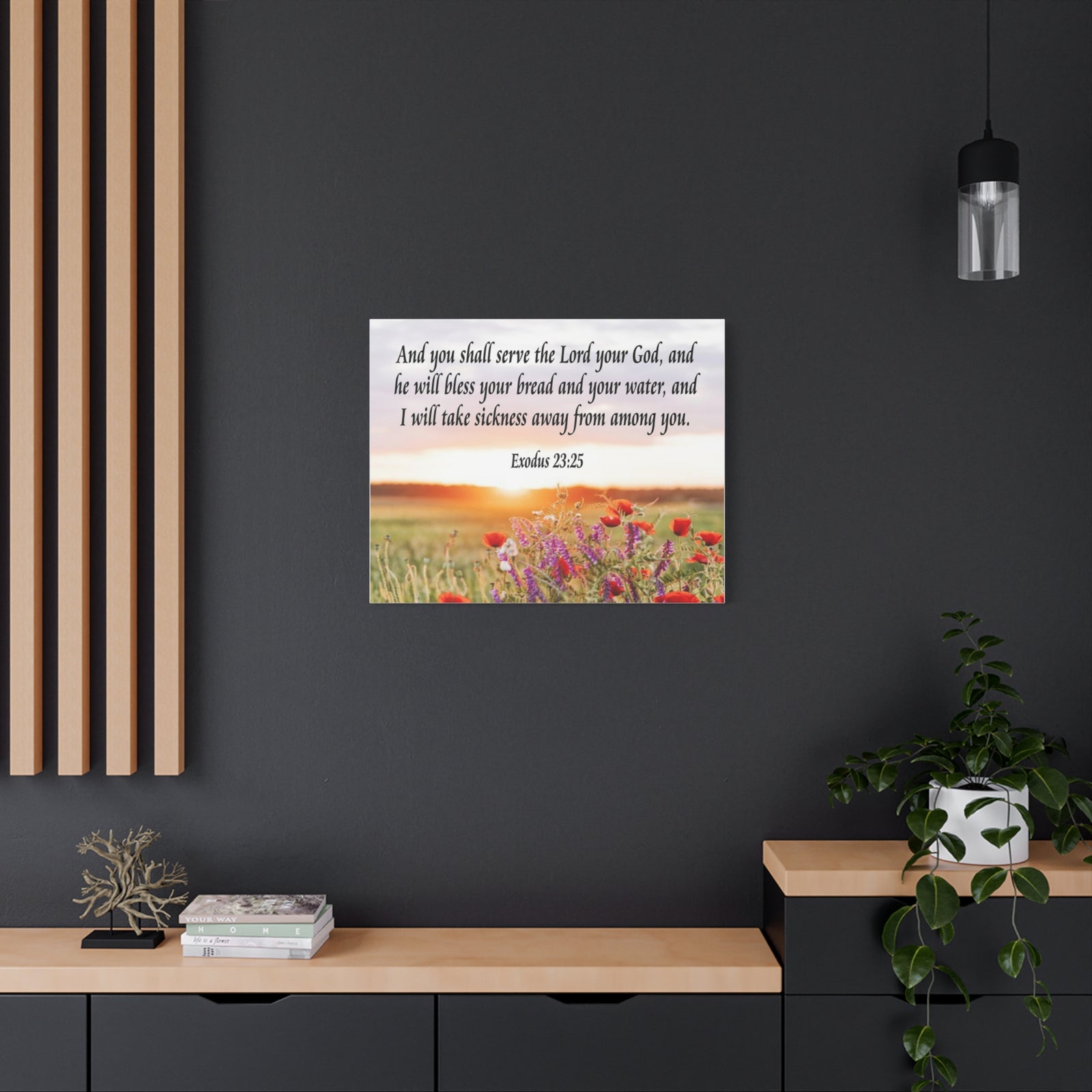Bible Verse Canvas And You Shall Serve the Lord Exodus 23:25 Scripture Wall Art Christian Home Decor-Express Your Love Gifts