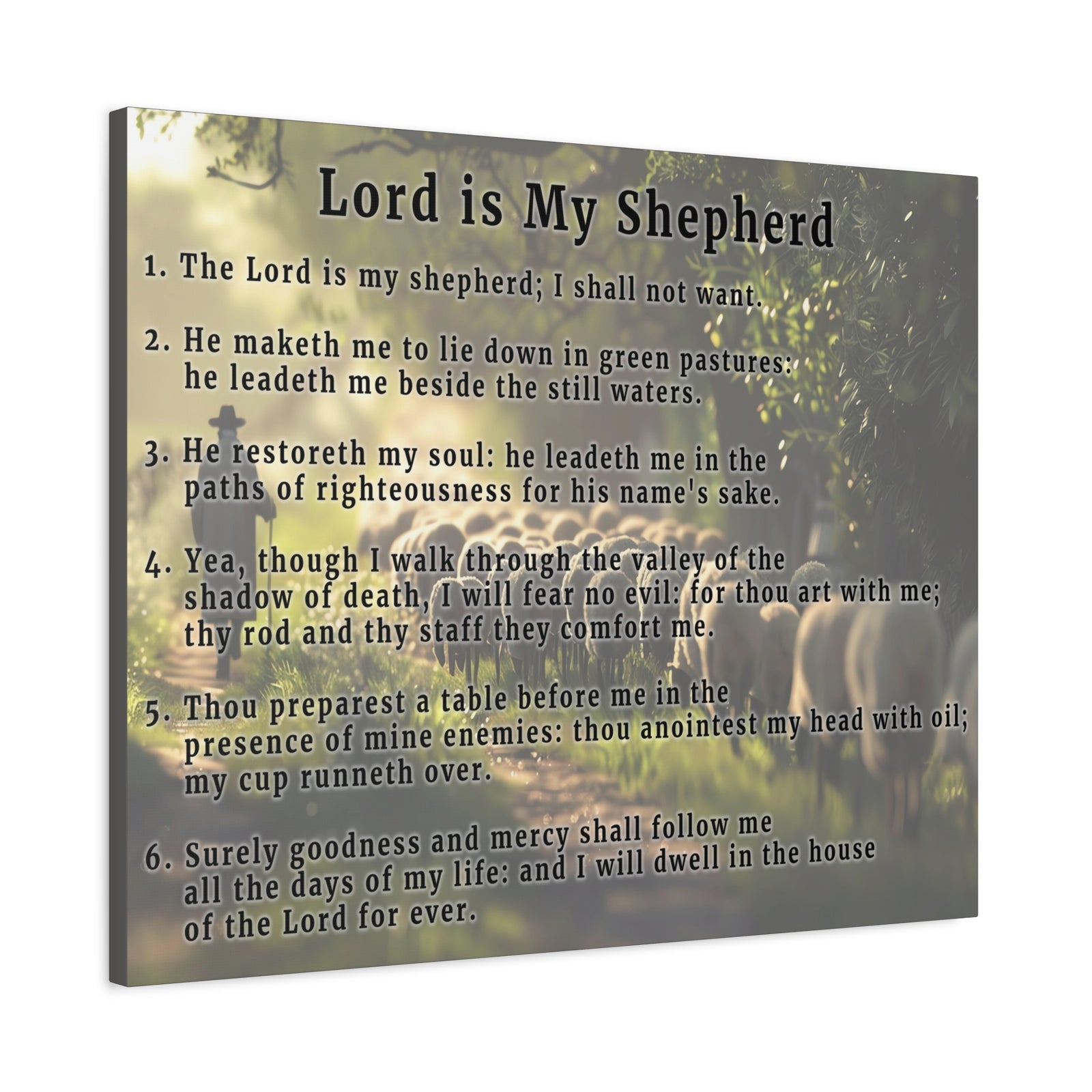 Scripture Walls Lord is My Shepherd Psalm 23 Green Bible Verse Canvas Christian Wall Art Ready to Hang Unframed-Express Your Love Gifts