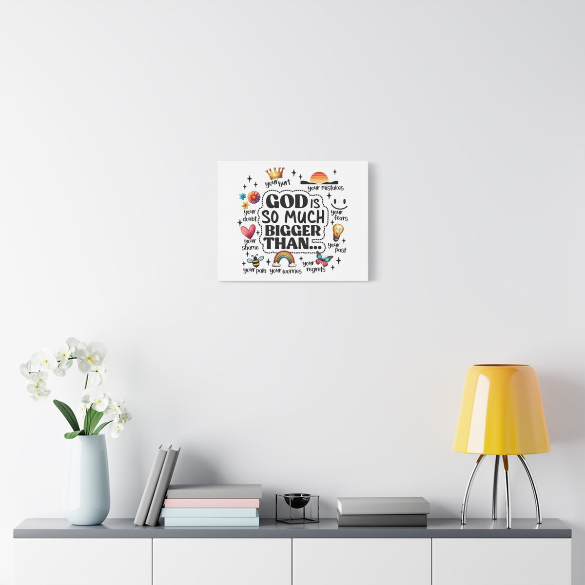 Scripture Walls God Bigger Than Everything Bible Verse Canvas Christian Wall Art Ready to Hang Unframed-Express Your Love Gifts