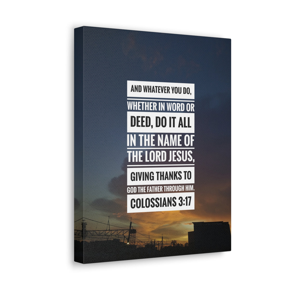 Scripture Canvas Thanks To God The Father Colossians 3:17 Christian Wall Art Bible Verse Print Ready to Hang-Express Your Love Gifts
