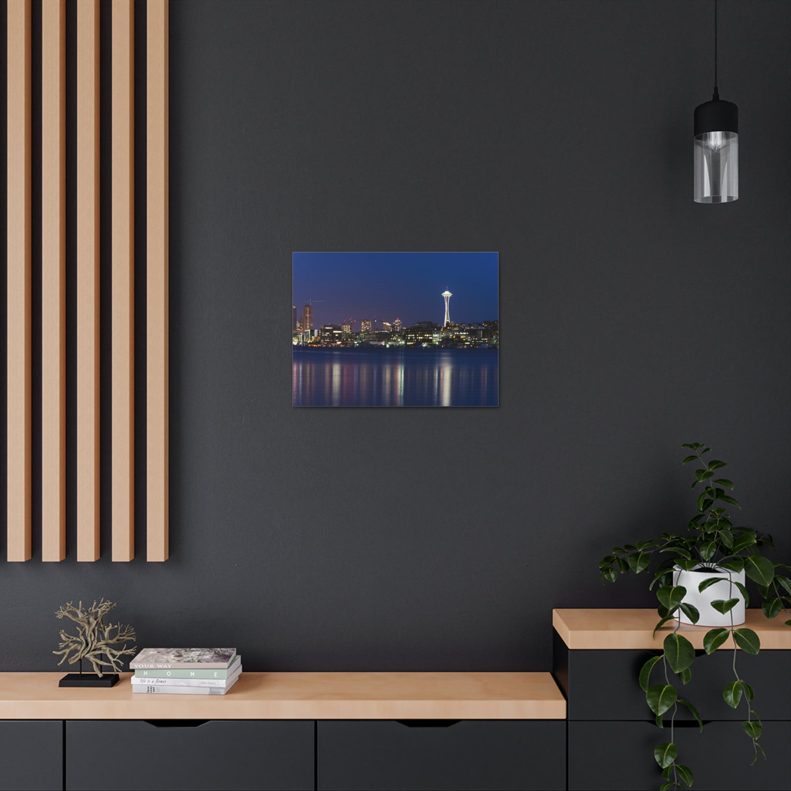Seattle Night Skyline Canvas Artwork High-Quality Breathtaking Stunning Cityscape for Home Decor Ready to Hang-Express Your Love Gifts