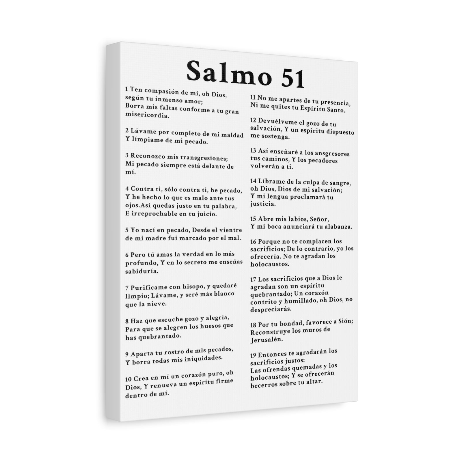 Scripture Walls Salmo 51 Chapter White Christian Wall Art Print Ready to Hang Unframed-Express Your Love Gifts