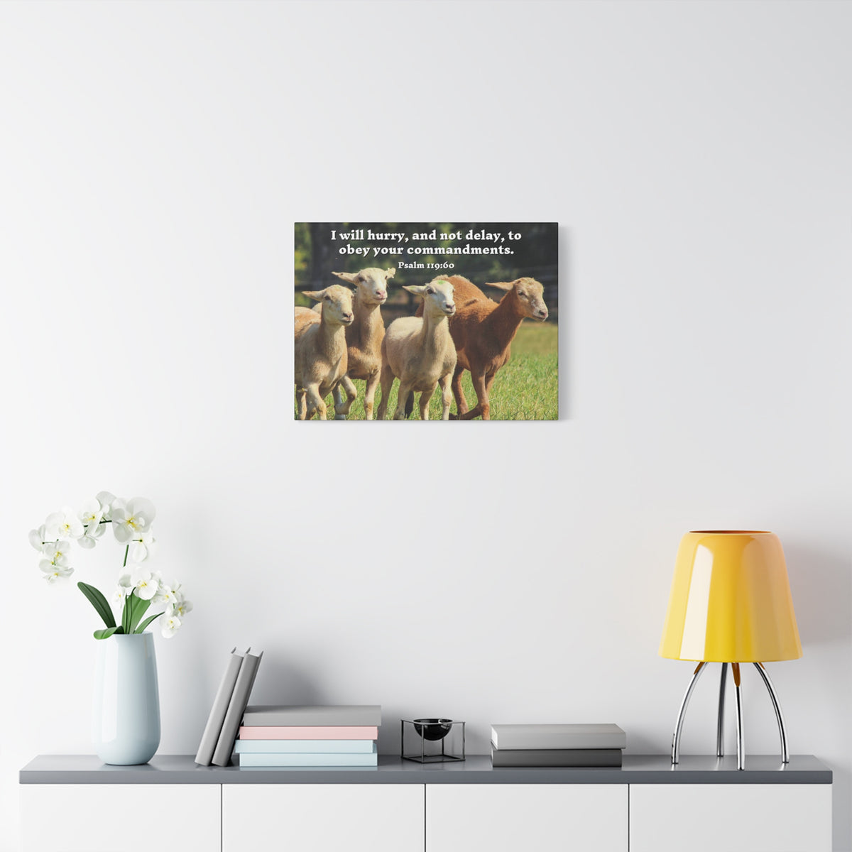 Scripture Canvas Obey Your Commandments Psalm 119:60 Christian Wall Art Bible Verse Print Ready to Hang-Express Your Love Gifts