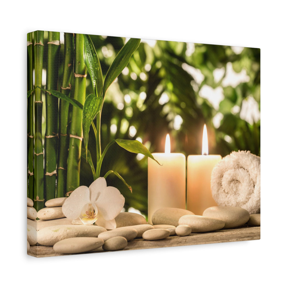 Green Bamboo Leaves Forest Floral Nature Photography Canvas Wall Art for Home Decor Ready-to-Hang-Express Your Love Gifts