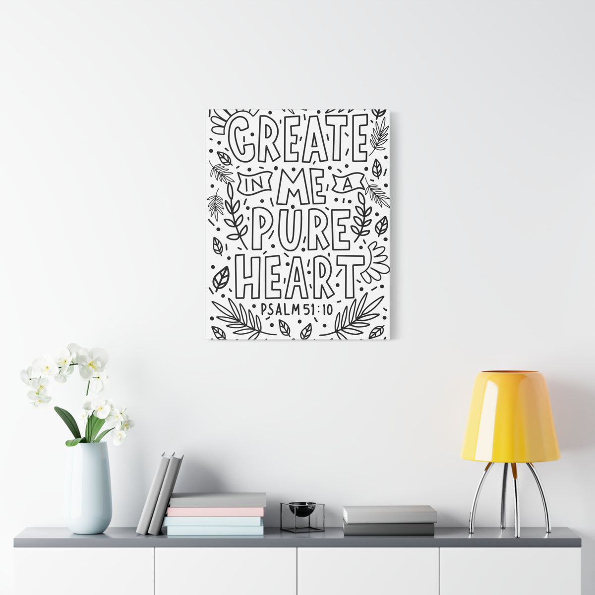 Scripture Canvas A Pure Heart Psalm 51:10 Christian Wall Art Bible Verse Print Ready to Hang-Express Your Love Gifts