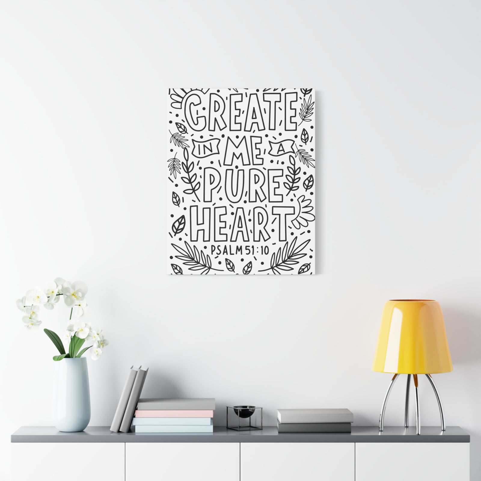 Scripture Canvas A Pure Heart Psalm 51:10 Christian Wall Art Bible Verse Print Ready to Hang-Express Your Love Gifts