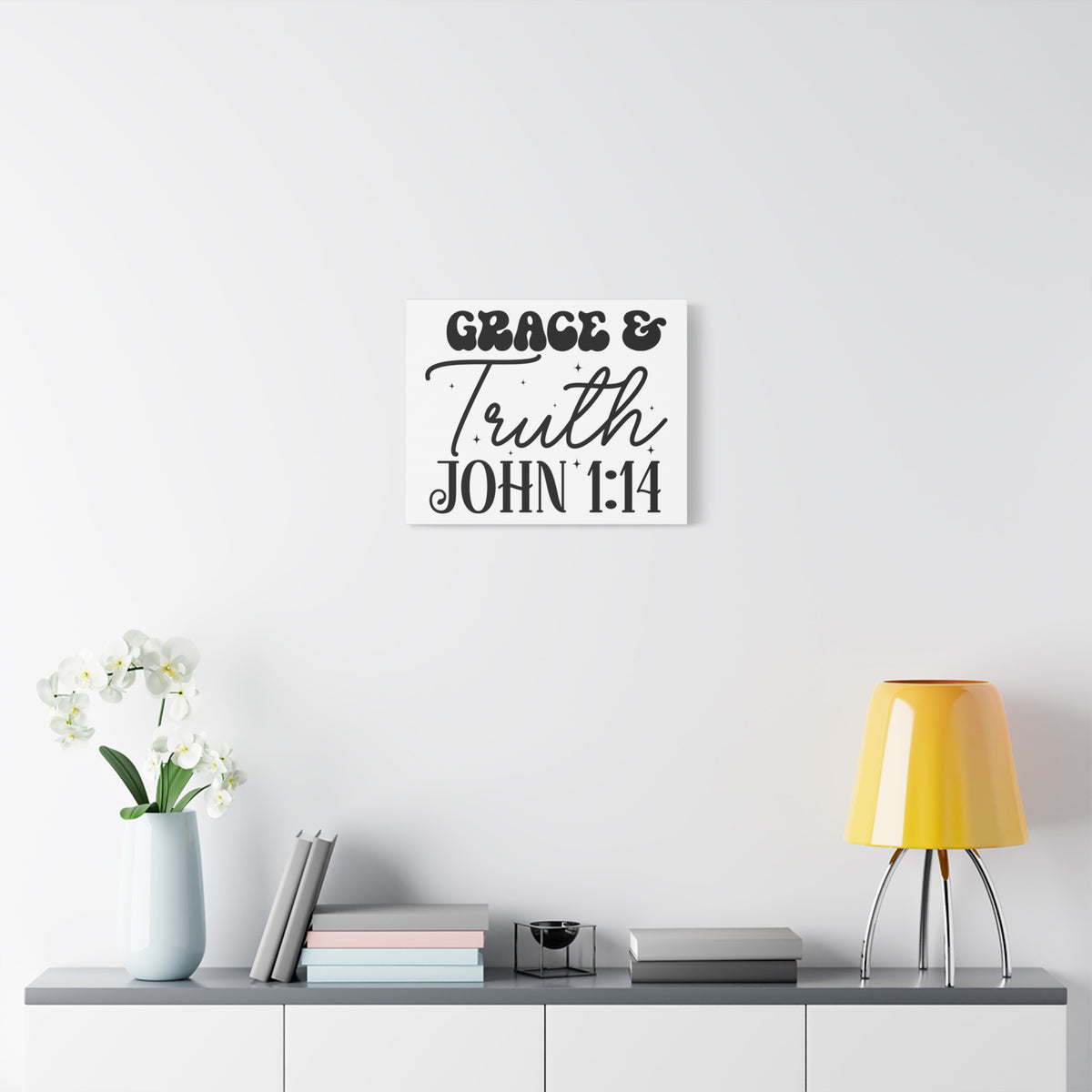 Scripture Walls John 1:14 Grace and Truth Bible Verse Canvas Christian Wall Art Ready to Hang Unframed-Express Your Love Gifts