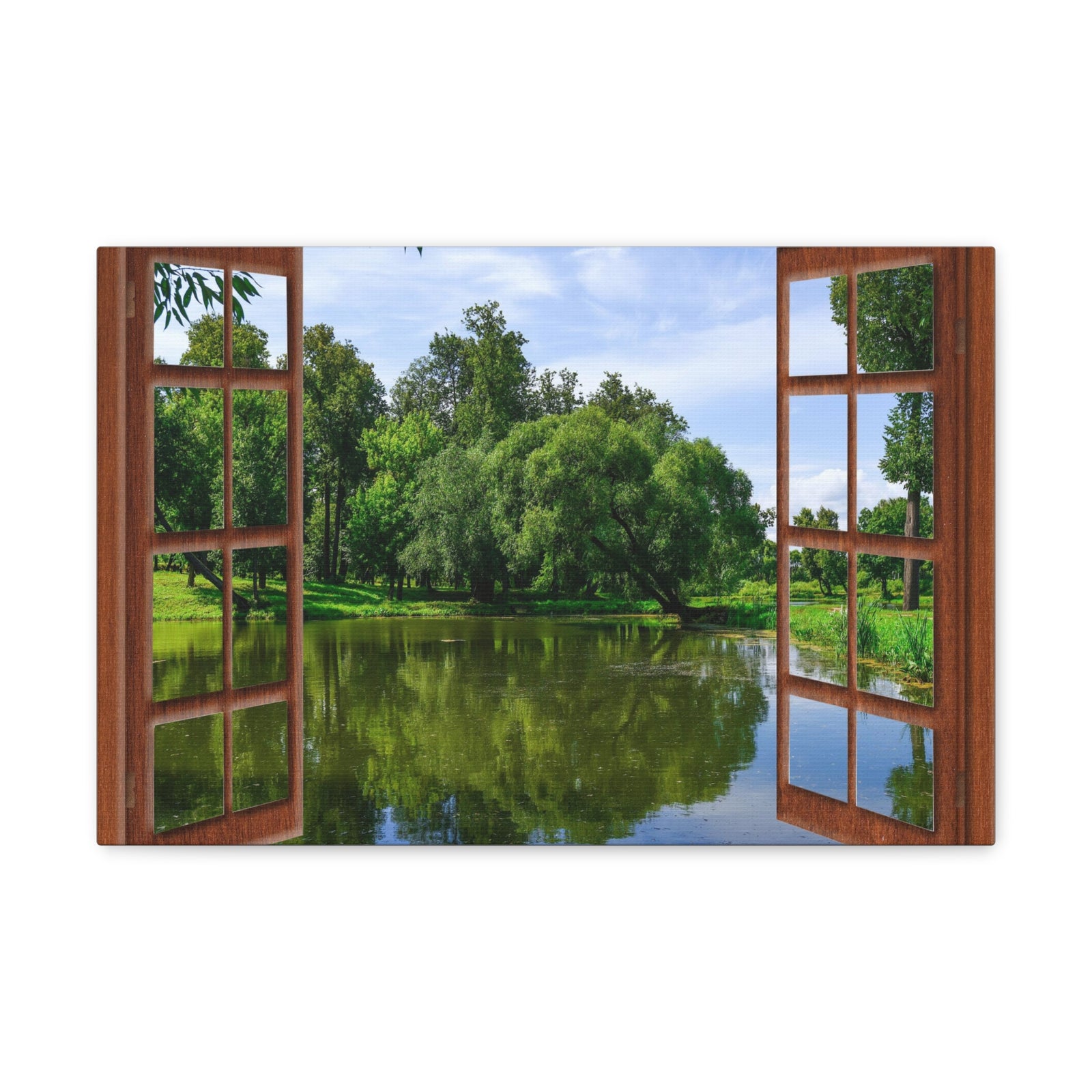Canvas Print Wall Art Window Jungle Lake Nature Photography Realism Scenic Landscape Colorful Multicolor for Home Decor Ready to Hang-Express Your Love Gifts