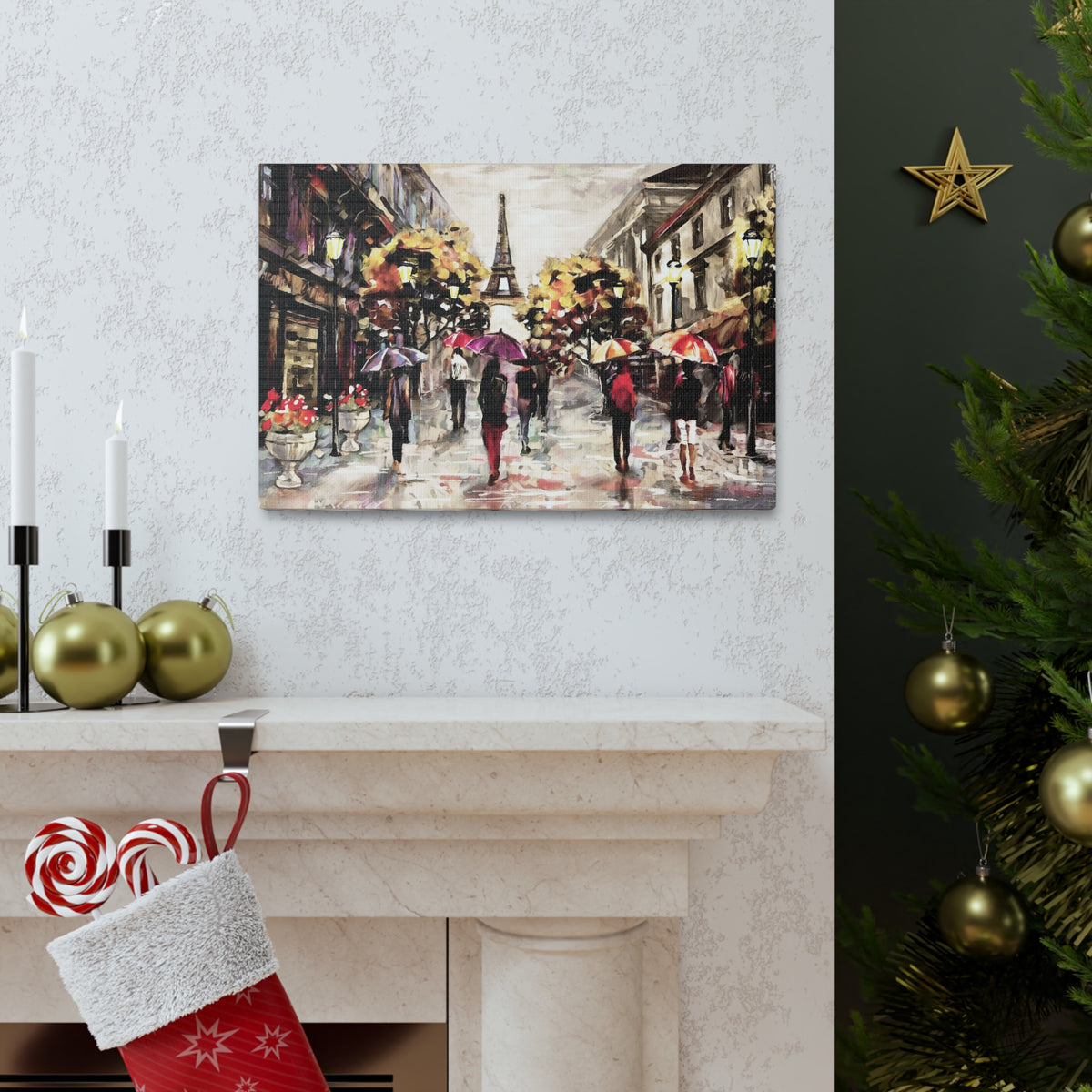 Paris Urban People Walking France Canvas Artwork High-Quality Breathtaking French City for Home Decor Ready to Hang-Express Your Love Gifts