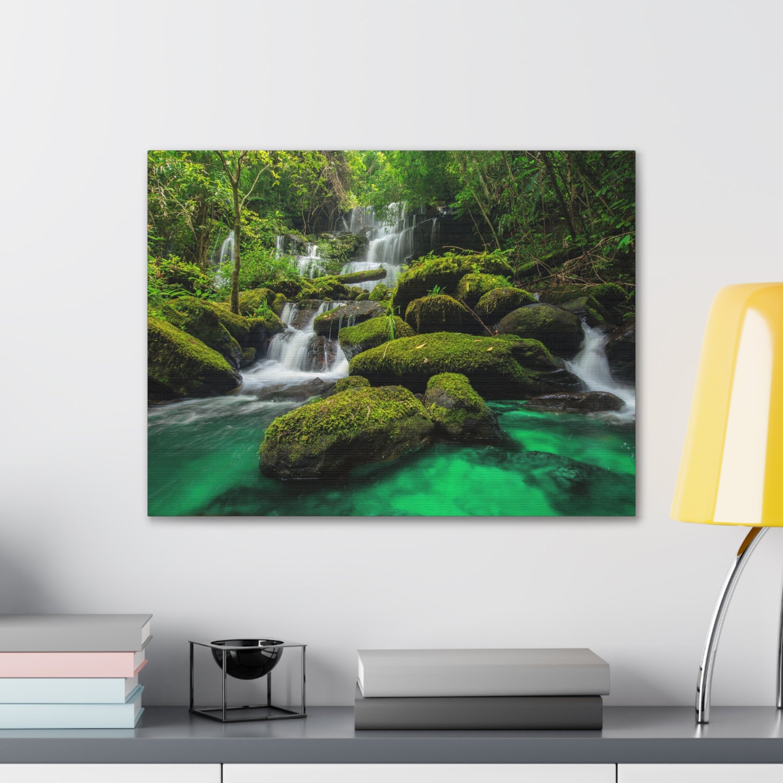Jungle Waterfall In Thailand Modern Multicolor Scenic Nature Photography Canvas Home Office Decor Ready to Hang-Express Your Love Gifts