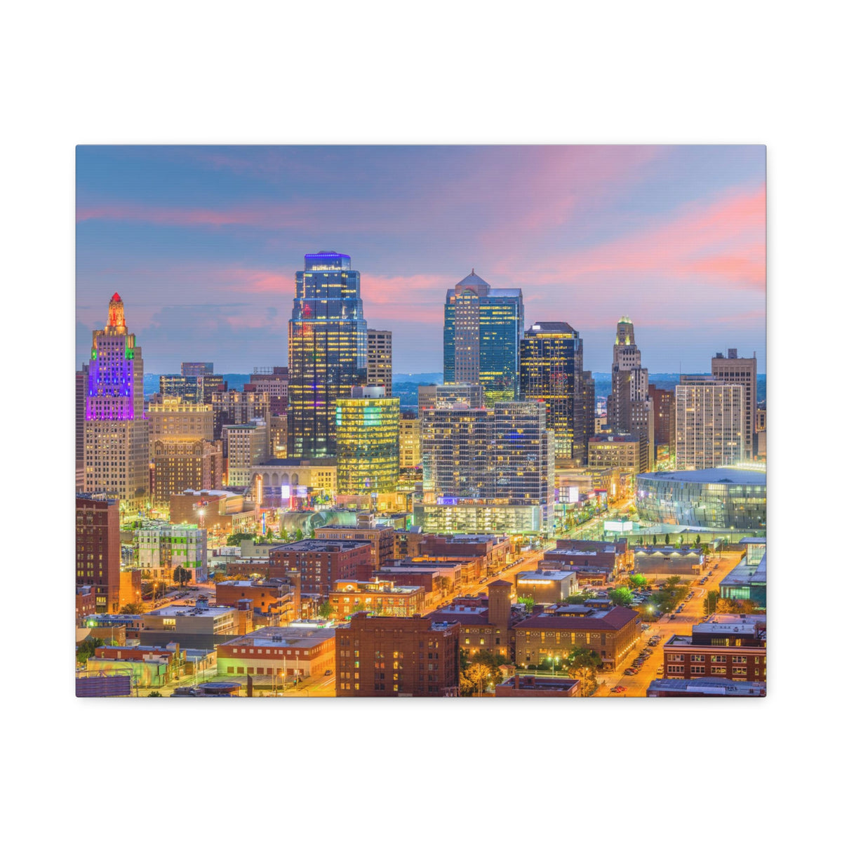 Kansas City Night Skyline Canvas Artwork High-Quality Breathtaking Stunning Cityscape for Home Decor Ready to Hang-Express Your Love Gifts