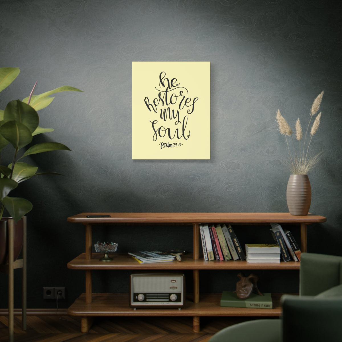 Scripture Walls He Restores My Soul Psalm 23:3 Bible Verse Canvas Christian Wall Art Ready To Hang-Express Your Love Gifts