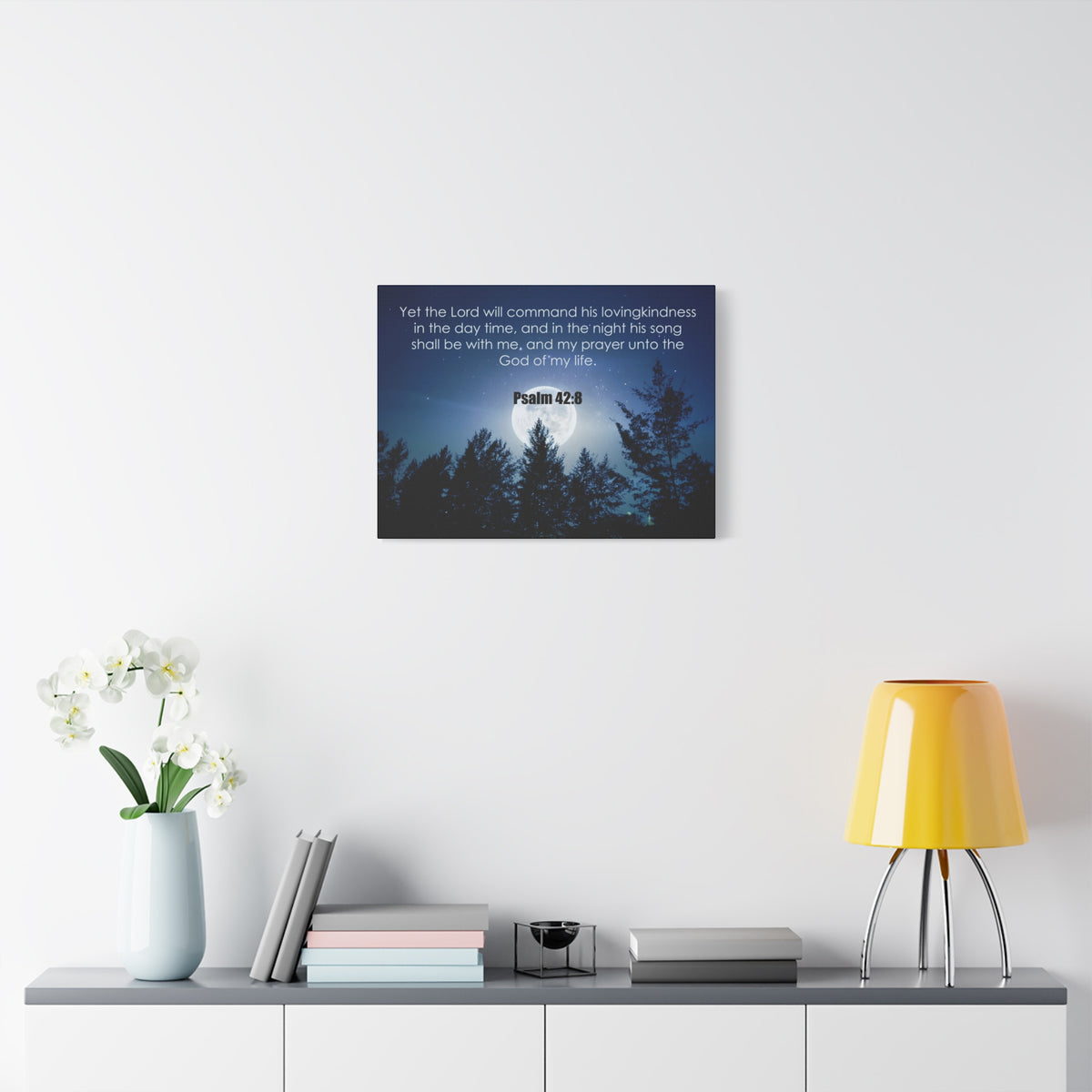 Bible Verse Canvas God of My Life Psalm 42:8 Christian Home Décor Wall Art Scripture Ready to Hang Faith Print-Express Your Love Gifts