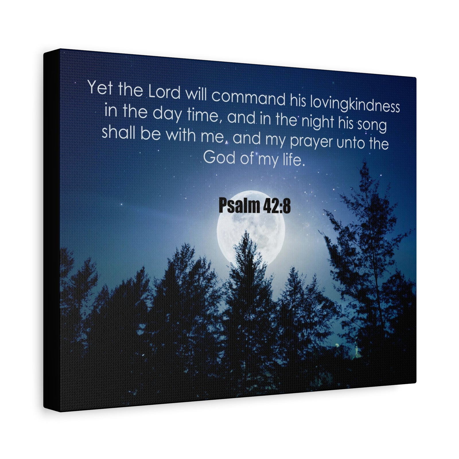 Bible Verse Canvas God of My Life Psalm 42:8 Christian Home Décor Wall Art Scripture Ready to Hang Faith Print-Express Your Love Gifts