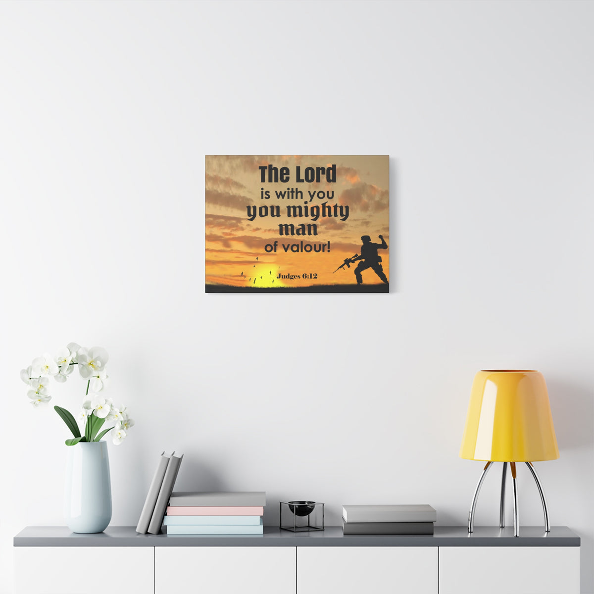 Scripture Wall Lord is with You Judges 6:12 Bible Chapter Canvas Christian Wall Art Ready to Hang-Express Your Love Gifts