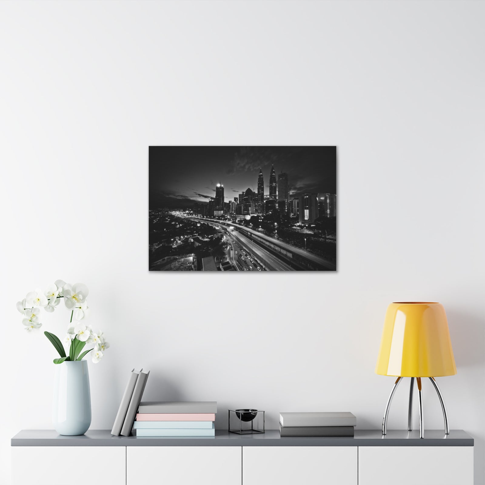 Kuala Lumpur Black And White Skyline Canvas Artwork High-Quality Breathtaking Stunning Cityscape for Home Decor Ready to Hang-Express Your Love Gifts