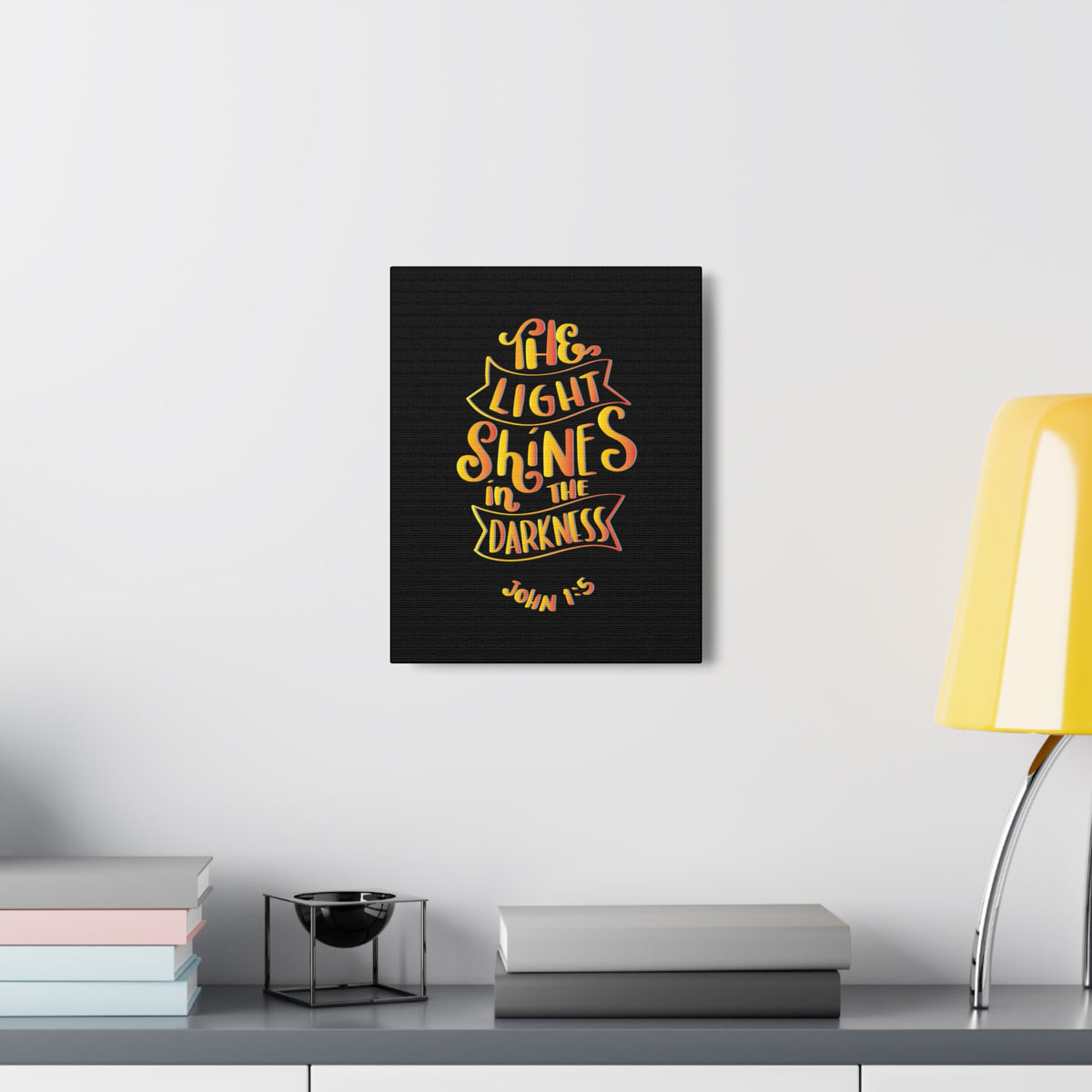 Scripture Canvas Light Shines In The Darkness John 1:5 Christian Wall Art Bible Verse Print Ready to Hang-Express Your Love Gifts