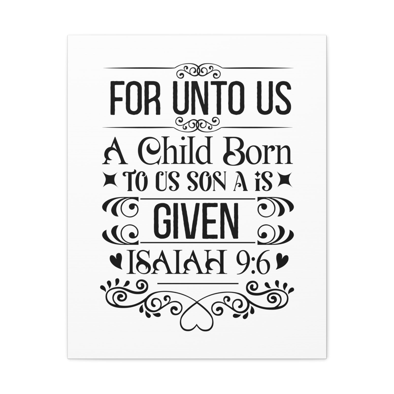 Scripture Walls Isaiah 9:6 For Unto Us Bible Verse Canvas Christian Wall Art Ready to Hang Unframed-Express Your Love Gifts