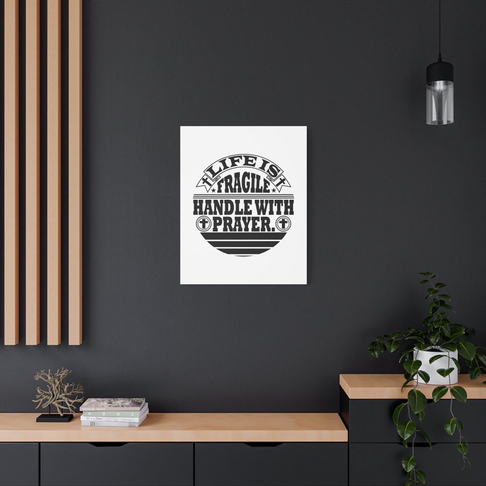 Scripture Canvas Handle With Prayer Psalm 39:4 Cross Christian Wall Art Bible Verse Print Ready to Hang-Express Your Love Gifts