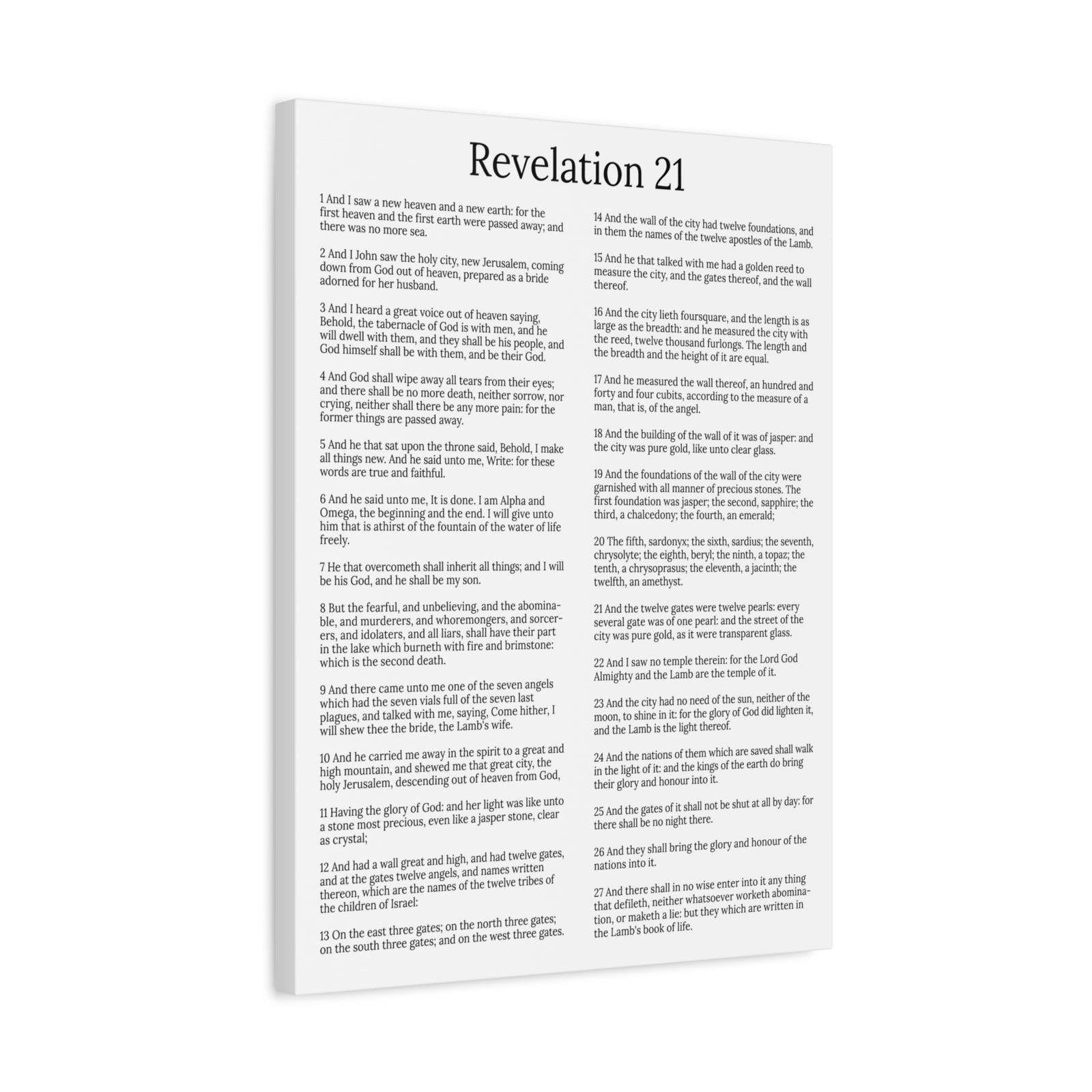 Scripture Walls Revelation 21 Chapter New Heaven and New Earth White Christian Wall Art Print Ready to Hang Unframed-Express Your Love Gifts