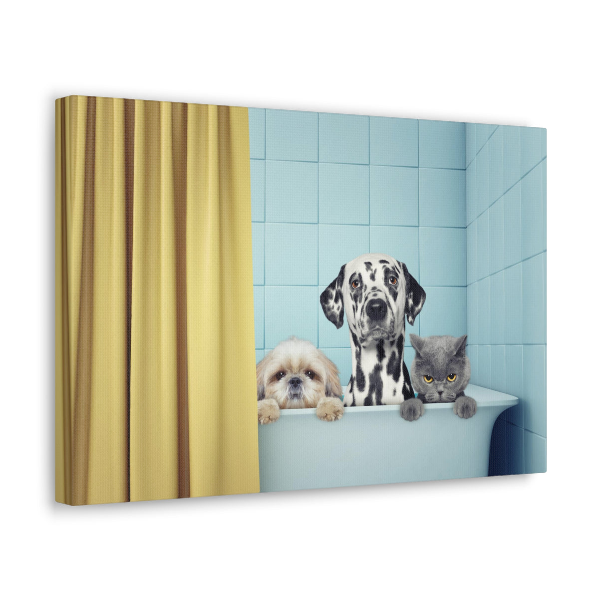 Cute Two Dogs and Cat Canvas Wall Art for Home Decor Ready-to-Hang-Express Your Love Gifts