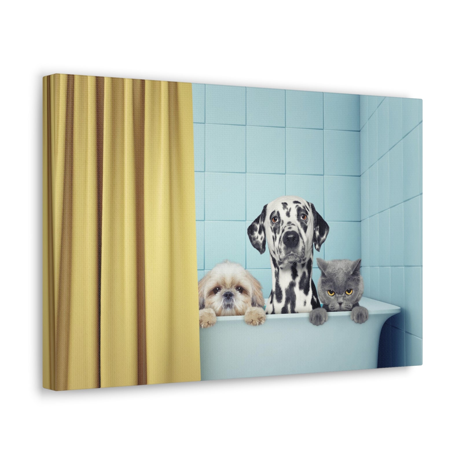 Cute Two Dogs and Cat Canvas Wall Art for Home Decor Ready-to-Hang-Express Your Love Gifts