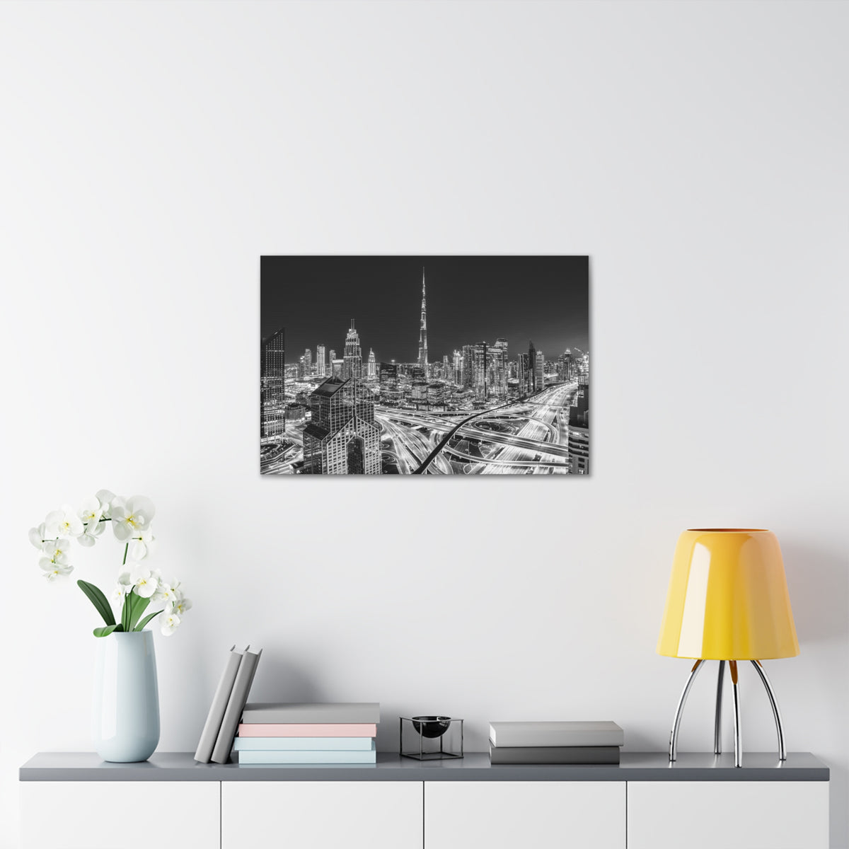 Dubai Black And White Skyline Canvas Artwork High-Quality Breathtaking Stunning Cityscape for Home Decor Ready to Hang-Express Your Love Gifts