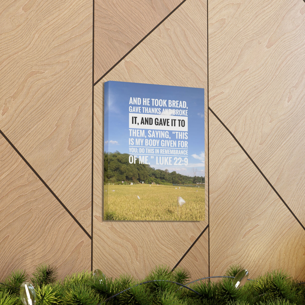 Scripture Canvas Gave Thanks Luke 22:9 Christian Wall Art Bible Verse Print Ready to Hang-Express Your Love Gifts