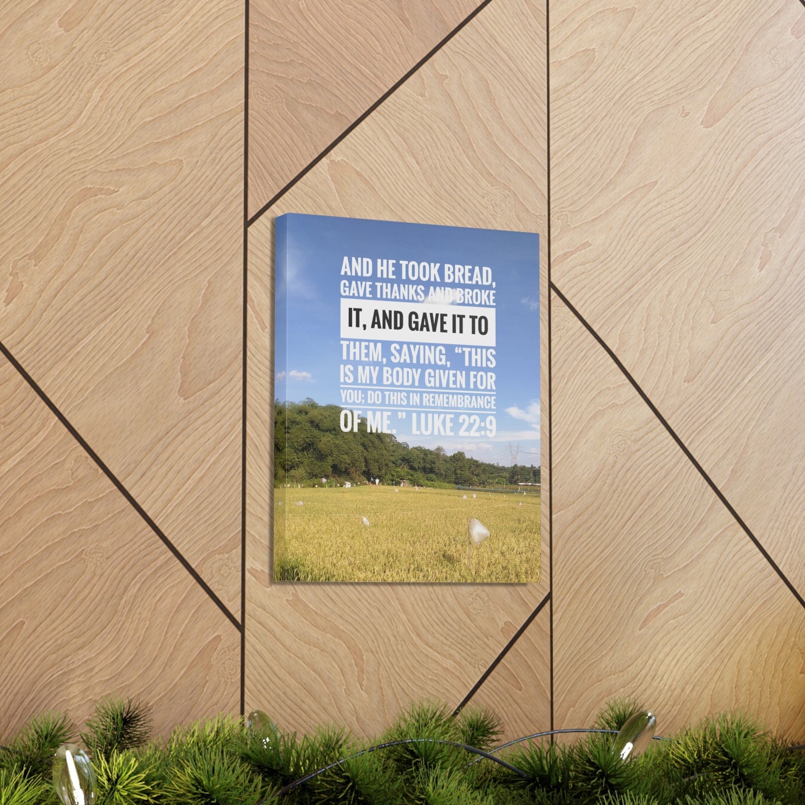 Scripture Canvas Gave Thanks Luke 22:9 Christian Wall Art Bible Verse Print Ready to Hang-Express Your Love Gifts