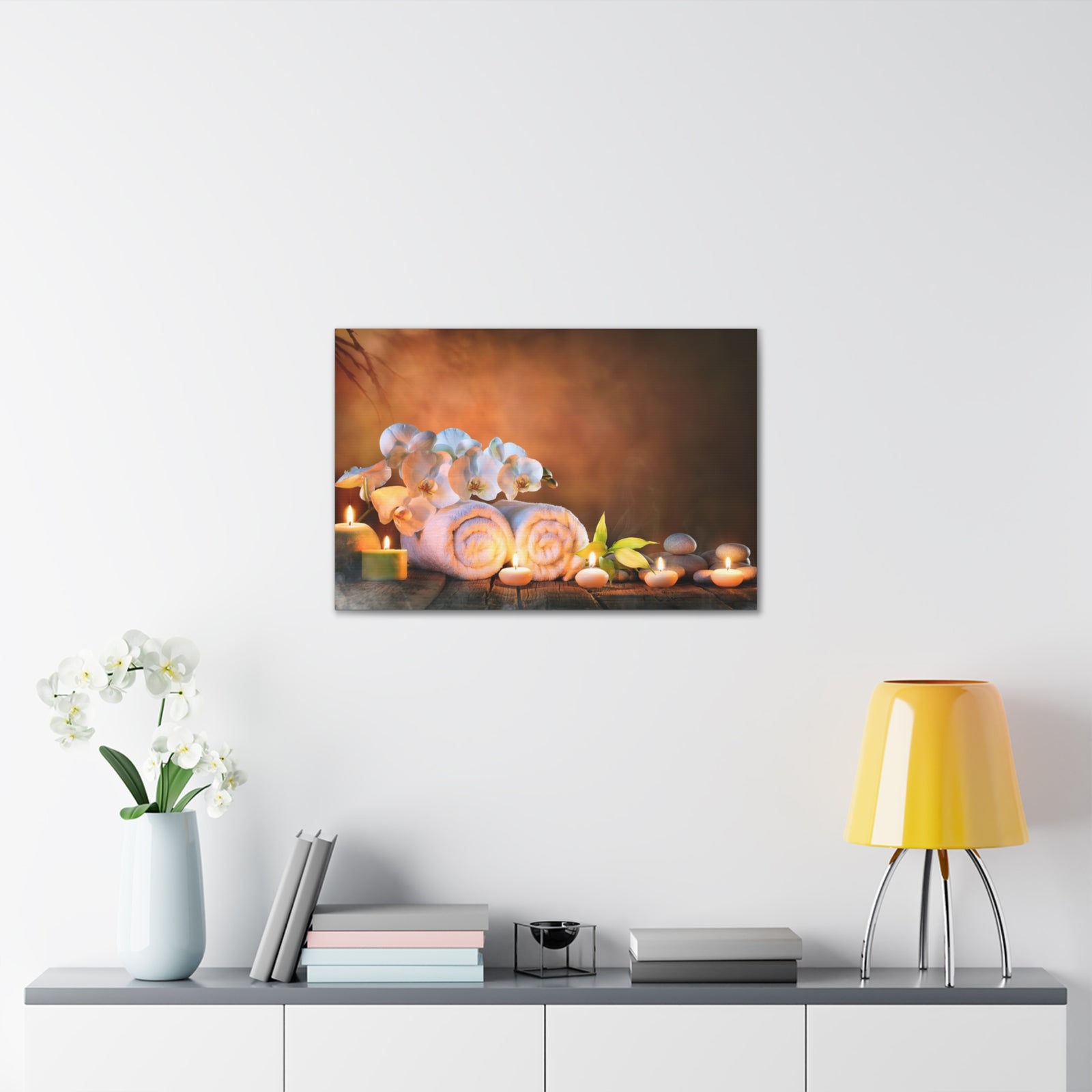 Candles and Orchid Forest Floral Nature Photography Canvas Wall Art for Home Decor Ready-to-Hang-Express Your Love Gifts