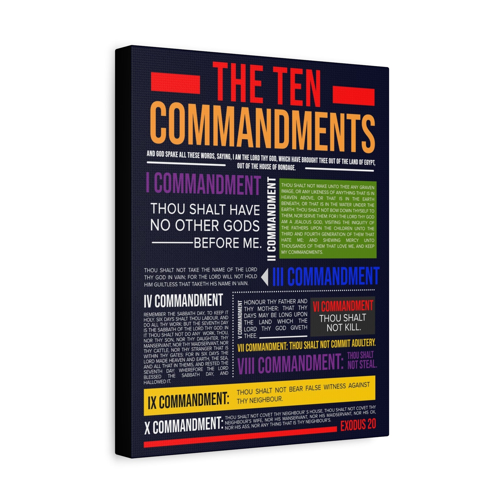 Ten Commandments Canvas Print Scripture Wall Art Christian Home Decor-Express Your Love Gifts