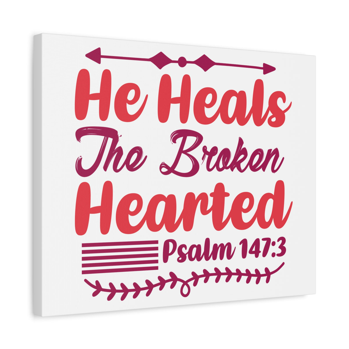 Scripture Canvas Psalm 147:3 The Broken Hearted Christian Wall Art Bible Verse Print Ready to Hang-Express Your Love Gifts