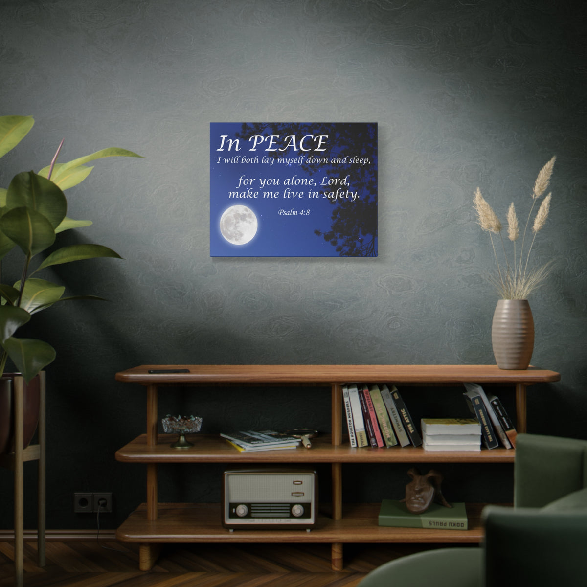Bible Verse Canvas In Peace Psalm 4:8 Christian Home Decor Scripture Art-Express Your Love Gifts