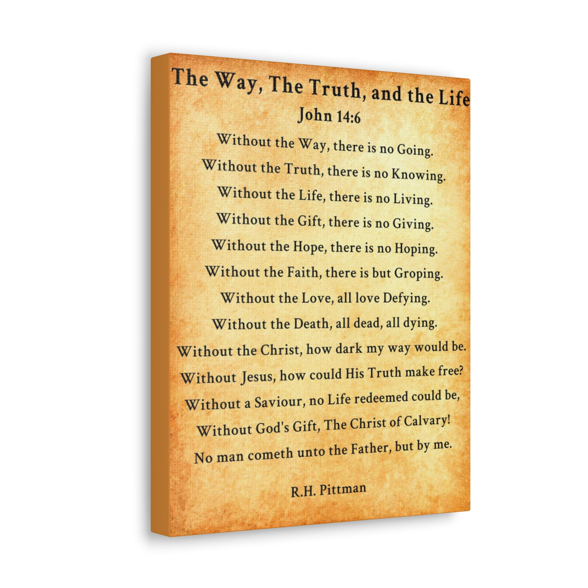 Scripture Walls Way Truth Life John 14:6 Gold Bible Verse Canvas Christian Wall Art Ready to Hang Unframed-Express Your Love Gifts