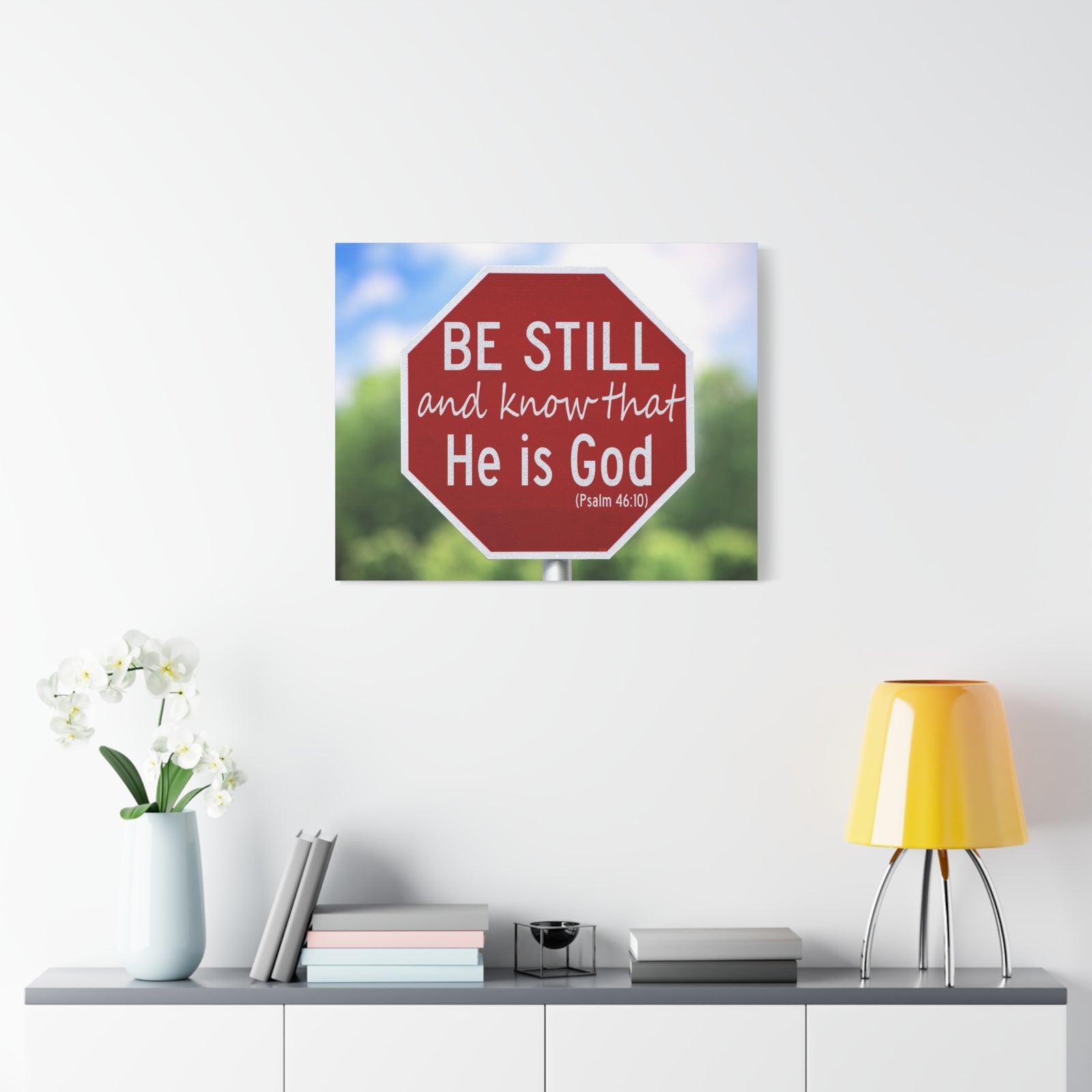 Scripture Canvas He Is God Psalm 46:10 Christian Wall Art Bible Verse Print Ready to Hang-Express Your Love Gifts