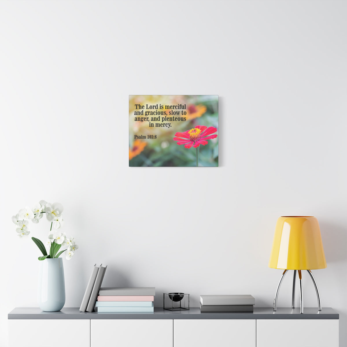 Scripture Canvas The Lord is Merciful and Gracious Psalm 103:8 Christian Wall Art Bible Verse Print Ready to Hang-Express Your Love Gifts