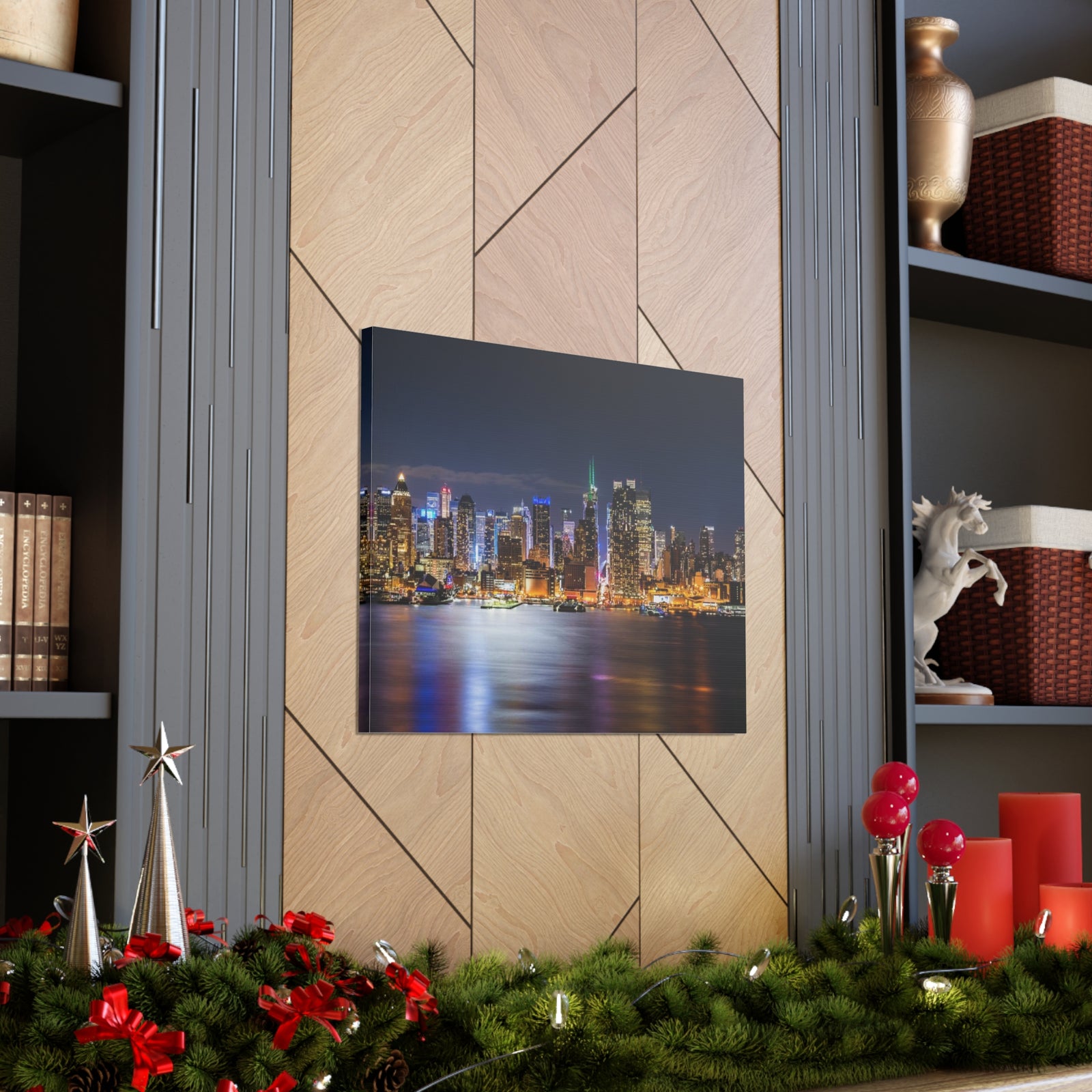 New York Night Skyline Canvas Artwork High-Quality Breathtaking Stunning Cityscape for Home Decor Ready to Hang-Express Your Love Gifts