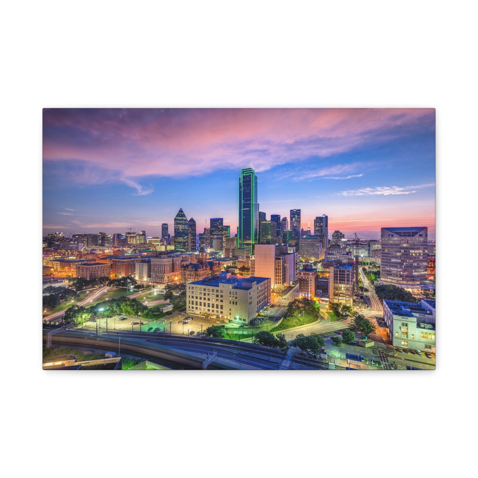Dallas Night Skyline Canvas Artwork High-Quality Breathtaking Stunning Cityscape for Home Decor Ready to Hang-Express Your Love Gifts