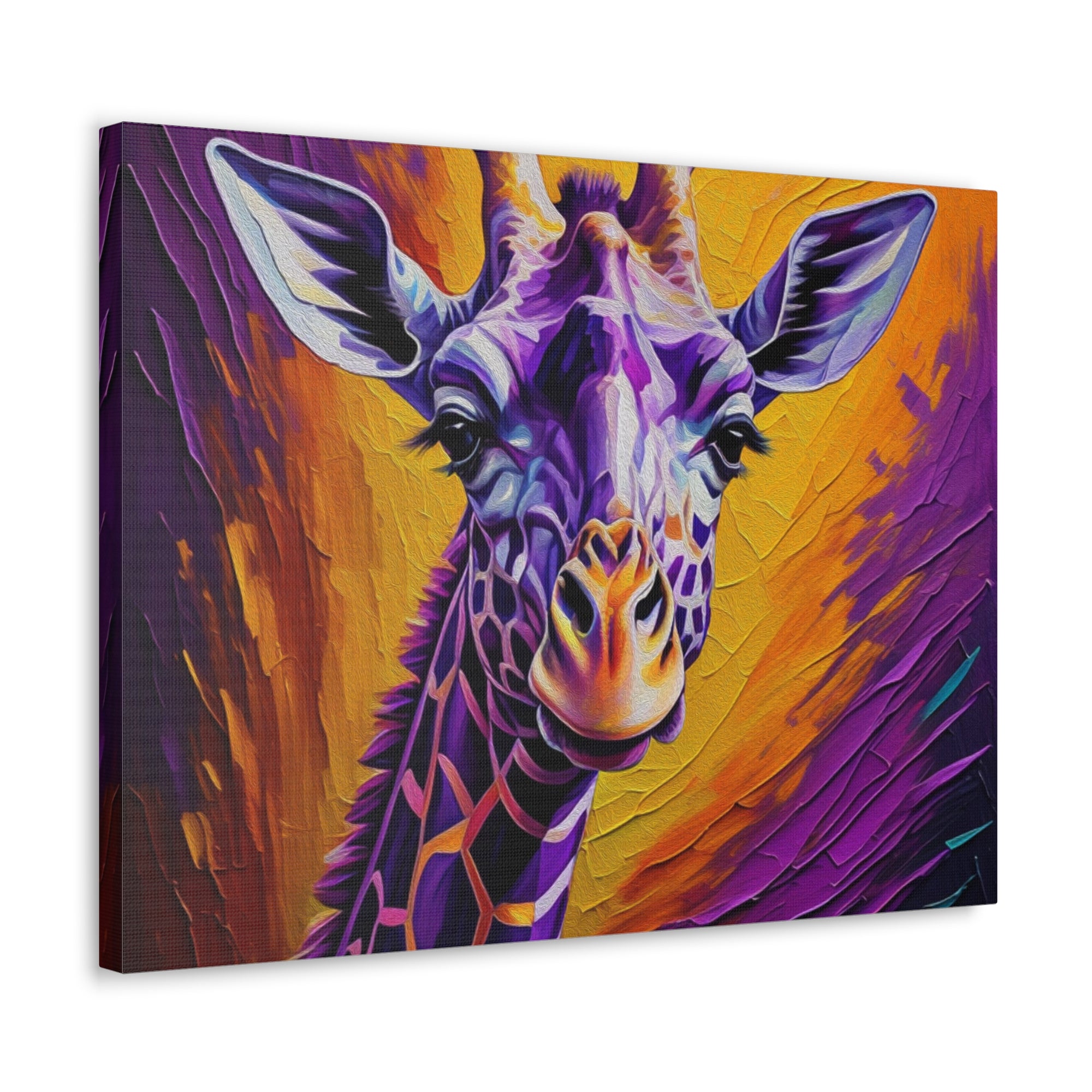 Giraffe Abstract Purple Modern Oil Painting Canvas Wall Art for Home Decor Ready-to-Hang-Express Your Love Gifts