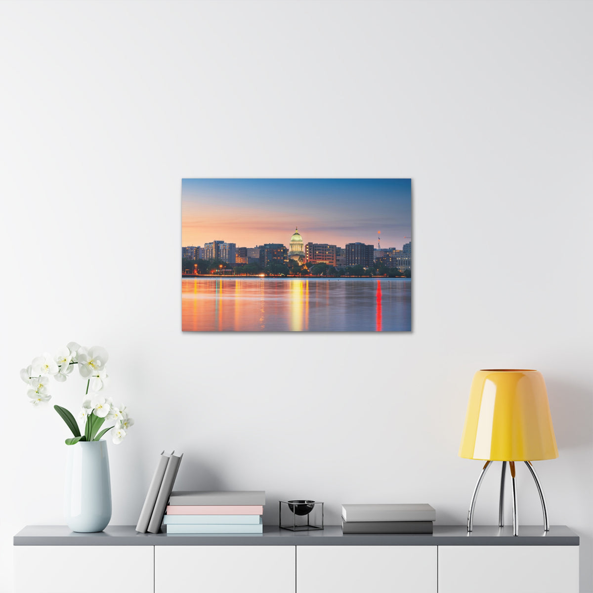 Madison Night Skyline Canvas Artwork High-Quality Breathtaking Stunning Cityscape for Home Decor Ready to Hang-Express Your Love Gifts