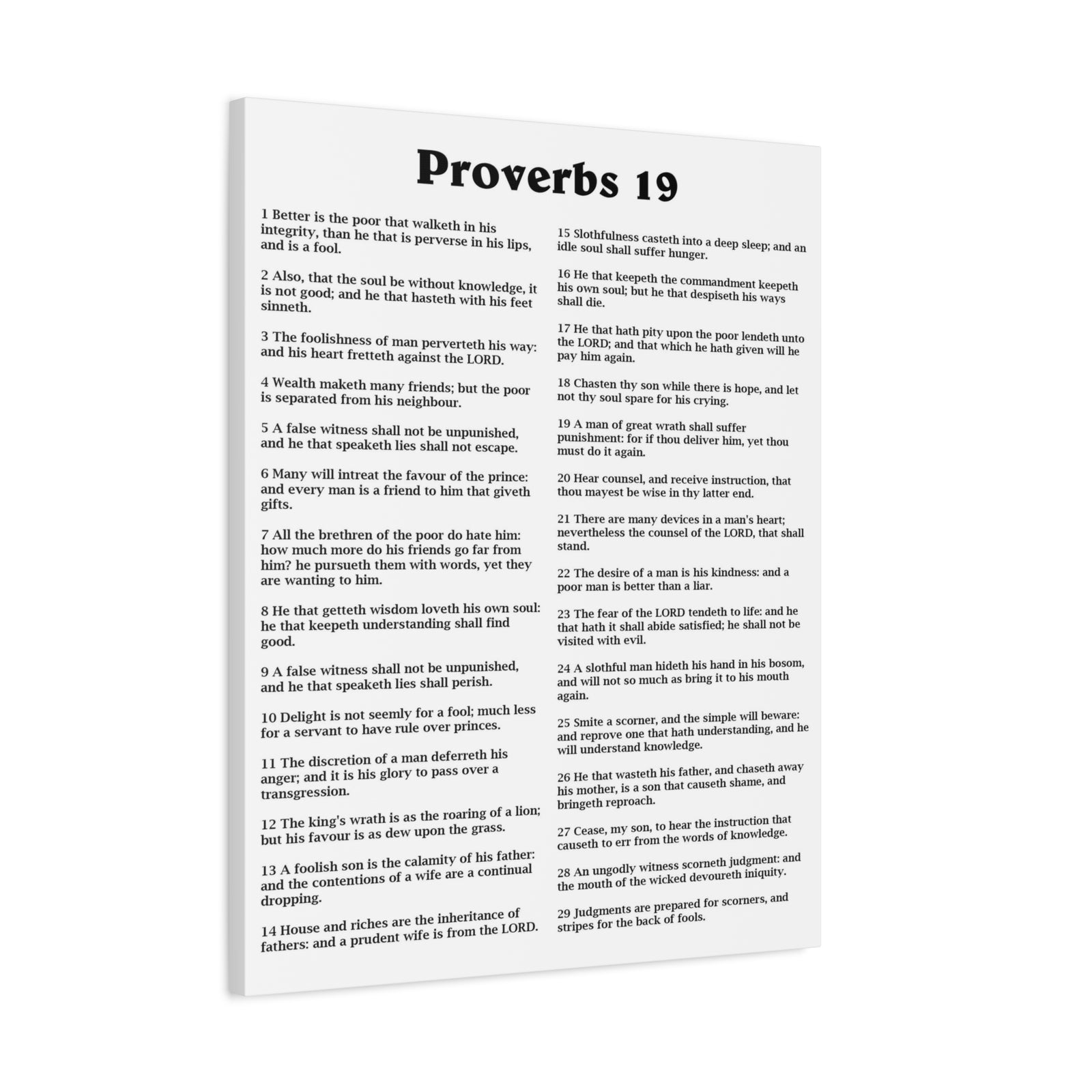 Scripture Walls Proverbs Chapter 19 White Bible Canvas Christian Wall Art Ready to Hang Unframed-Express Your Love Gifts