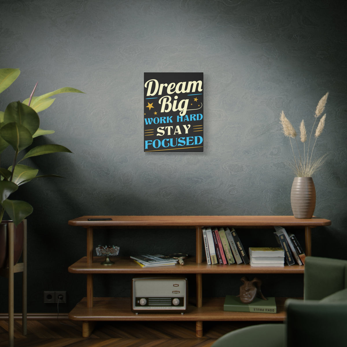 Dream Big Work Hard Stay Focused Inspirational Motivational Quote Canvas Wall Art for Home Decor Ready-to-Hang-Express Your Love Gifts