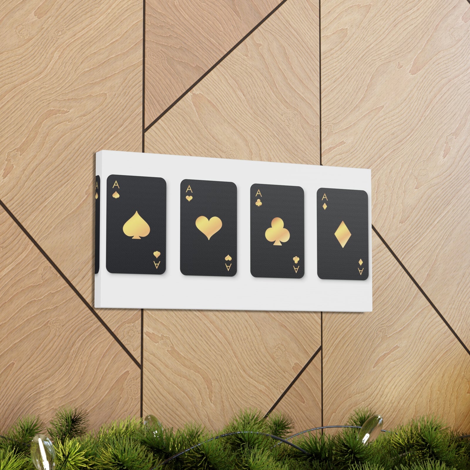Four Black Aces Card Suits Playing Card Canvas Wall Art for Home Decor Ready-to-Hang-Express Your Love Gifts