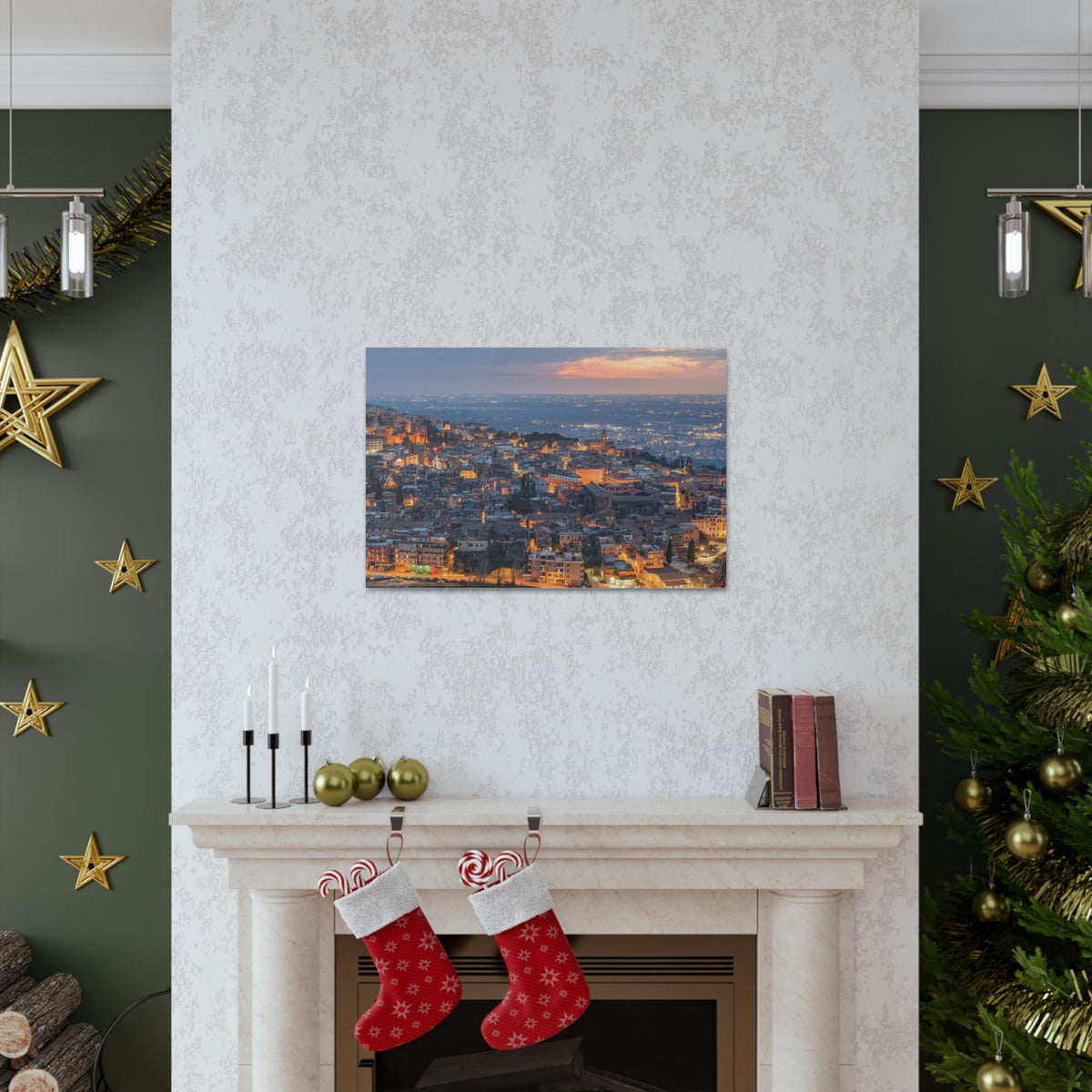 Rome Night Skyline Canvas Artwork High-Quality Breathtaking Stunning Cityscape for Home Decor Ready to Hang-Express Your Love Gifts